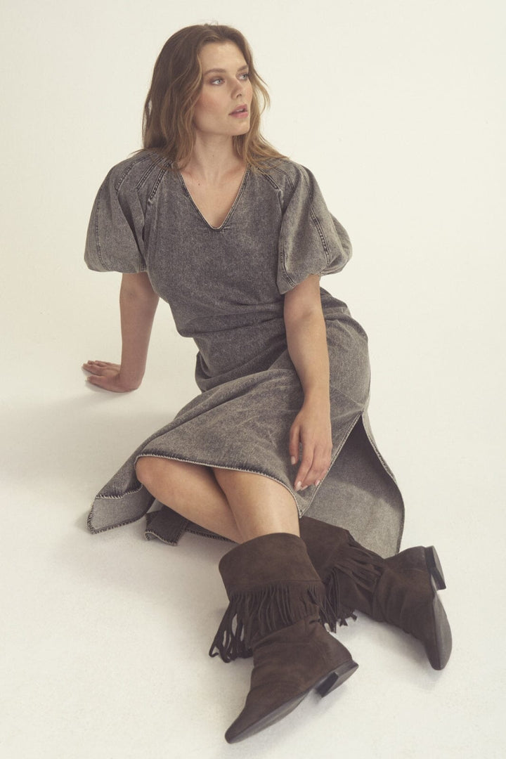 Gossia - Anninago Dia Dress G2738 - Black Snow Wash Kjoler