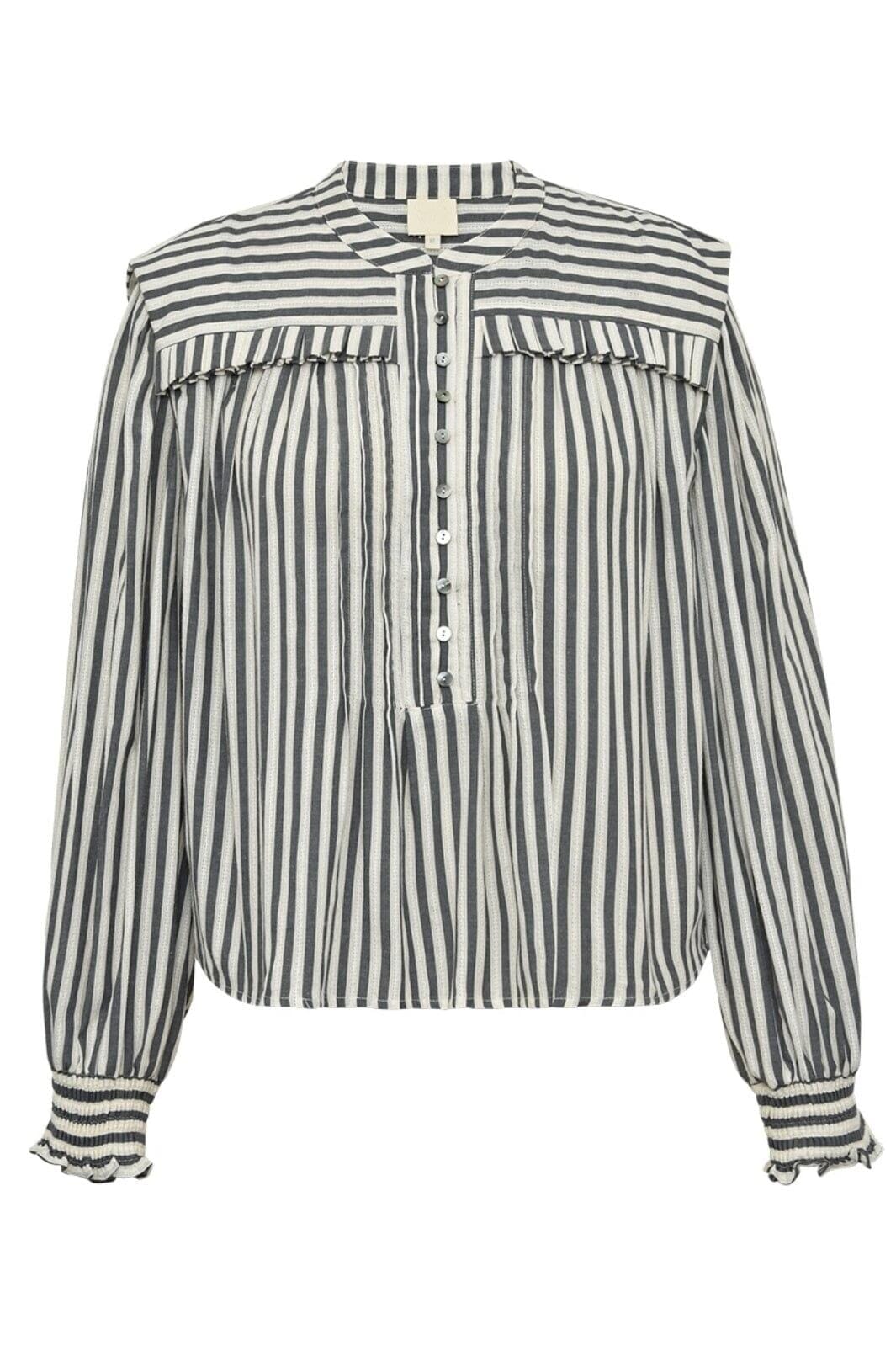 Gossia - Priscillago Blouse - Black Creme Stripe Bluser
