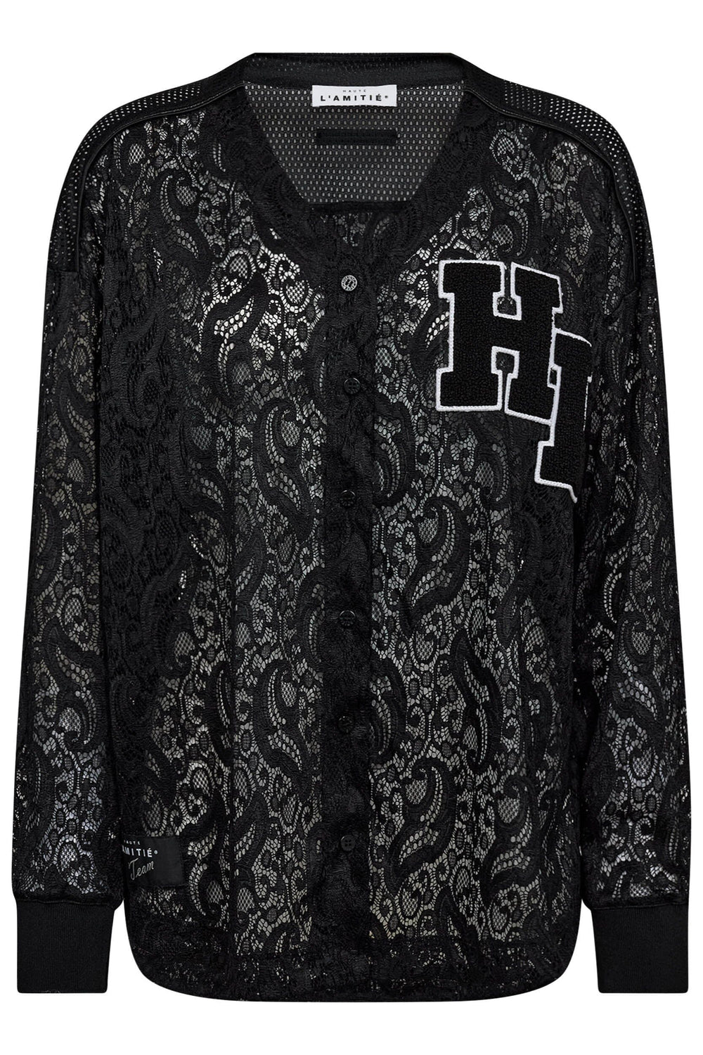 Haute L'Amitié - Court Ls Lace Tee HL10529 - Black Bluser