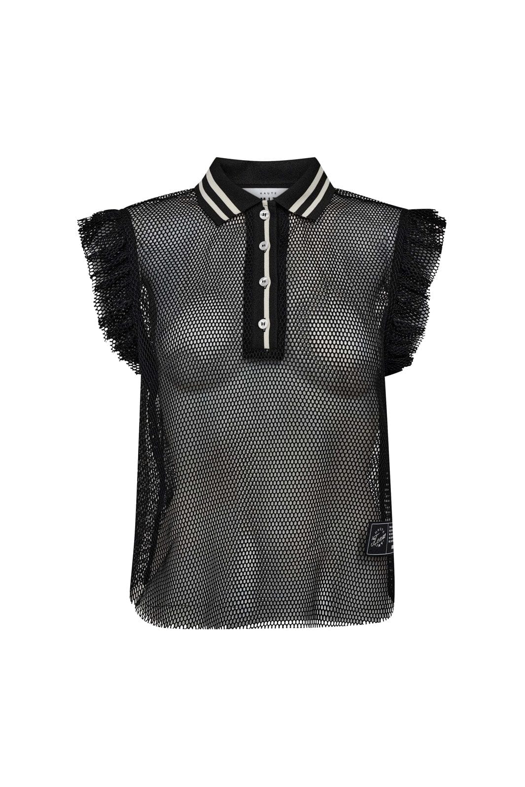 Haute L'Amitié - Net Frill Polo Top HL10094 - Black