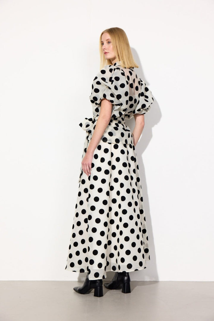 Hunkøn - Bobby Long Skirt 25636 - White W/ Dots