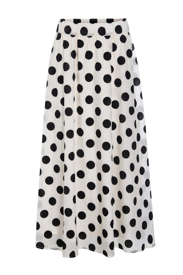Hunkøn - Bobby Long Skirt 25636 - White W/ Dots