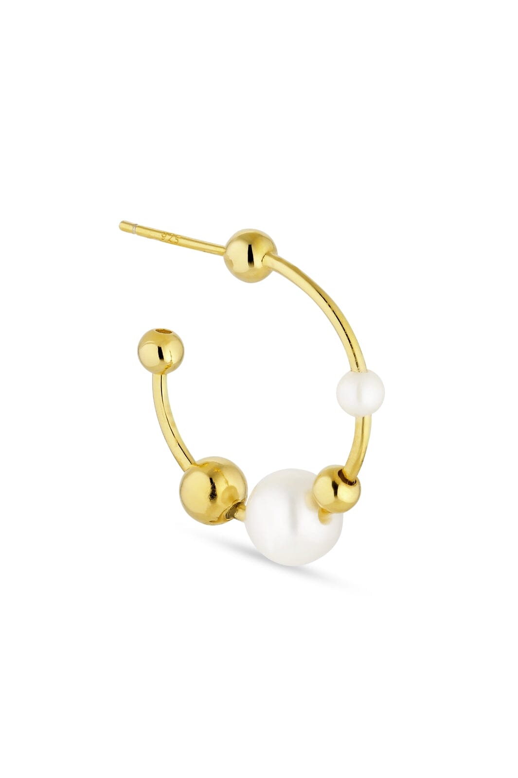 Jane Kønig - Atomic Pearl Hoop - Guld Øreringe