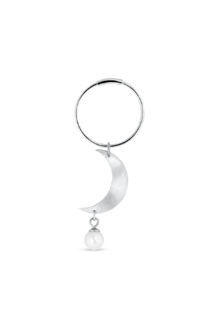 Jane Kønig - Half Moon Creole with pearl - Silver Øreringe