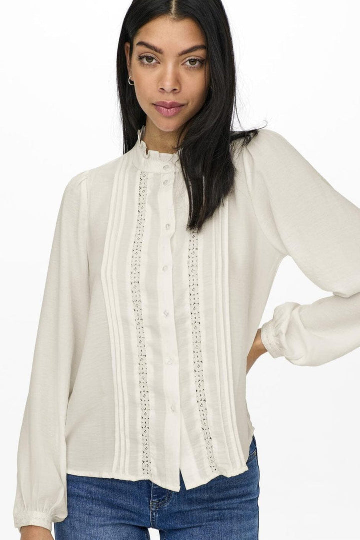 JDY - Jdyellis Life L/S Lace Shirt - 3844203 Cloud Dancer