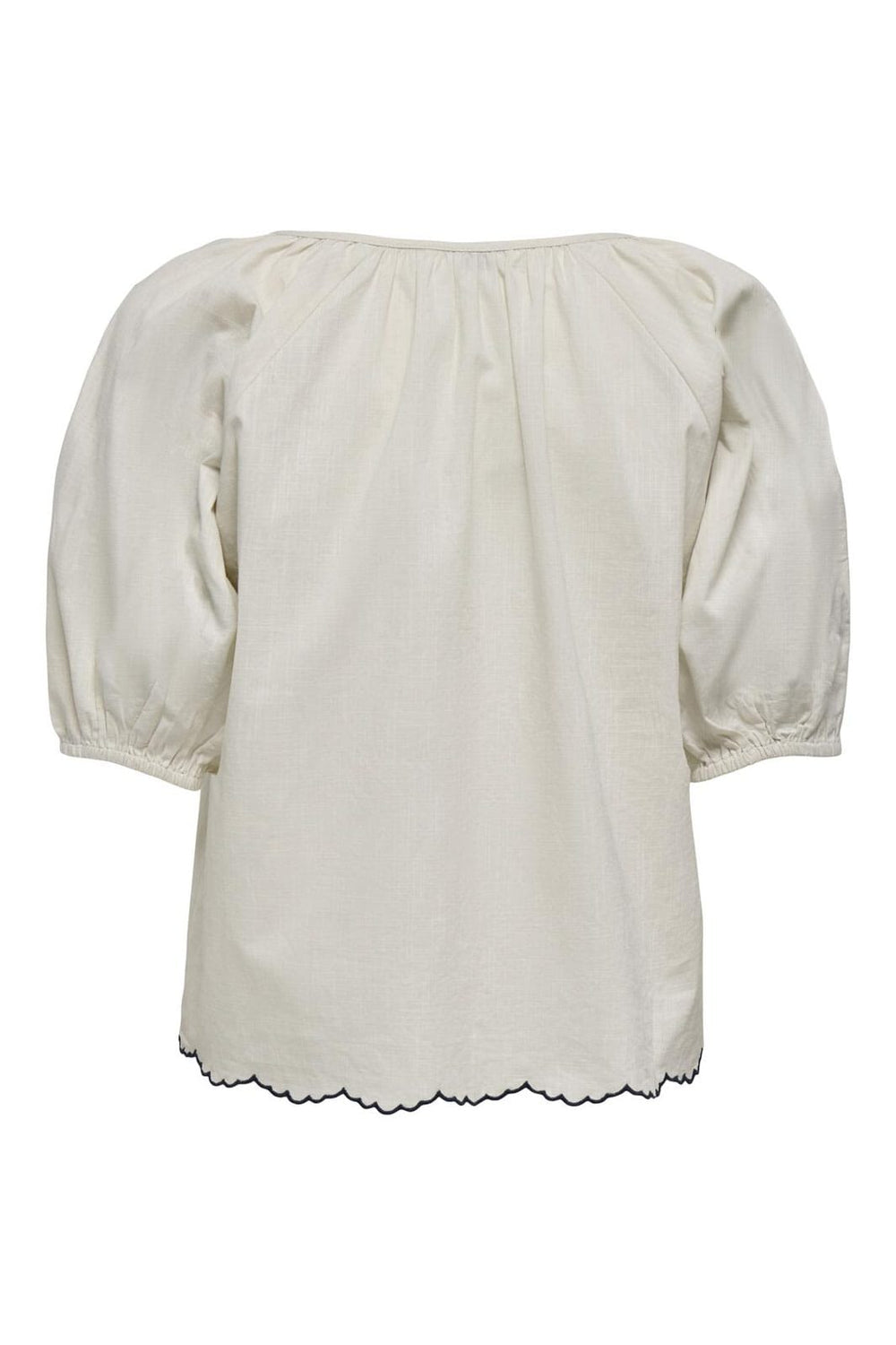 JDY - Jdyfiluca 2/4 Embroidery Tie Top - 4962066 Birch With Sky Captain Embroidery