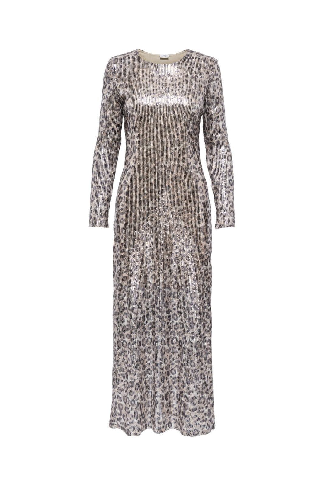 JDY - Jdyleona Sequin L/S Long Dress - 4840296 Brown Rice Leo