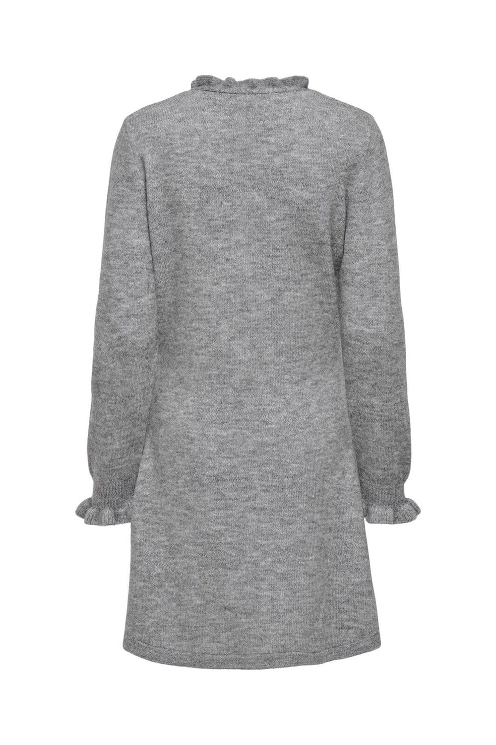 JDY - Jdyletty L/S V-Neck Frill Dress Knt - 4951328 Light Grey Melange
