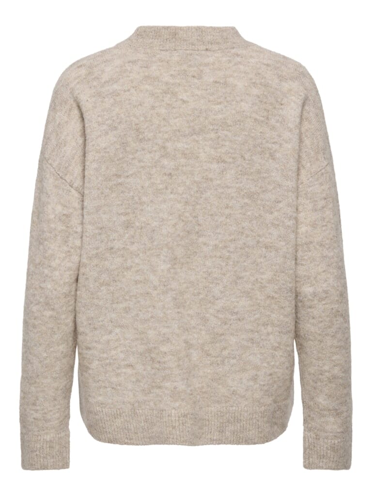 JDY - Jdyluna L/S O-Neck Pullover Knt - 4907506 Beige Melange Strikbluser