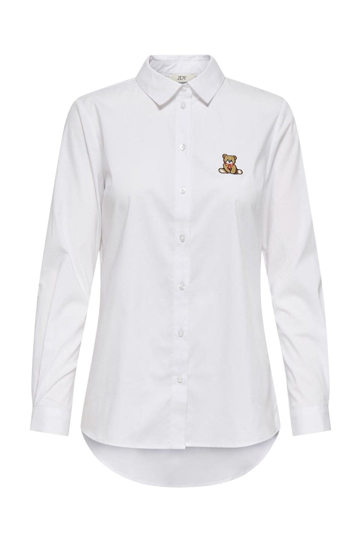 JDY - Jdymio L/S Embroidery Shirt - 4957230 White Teddy Embr