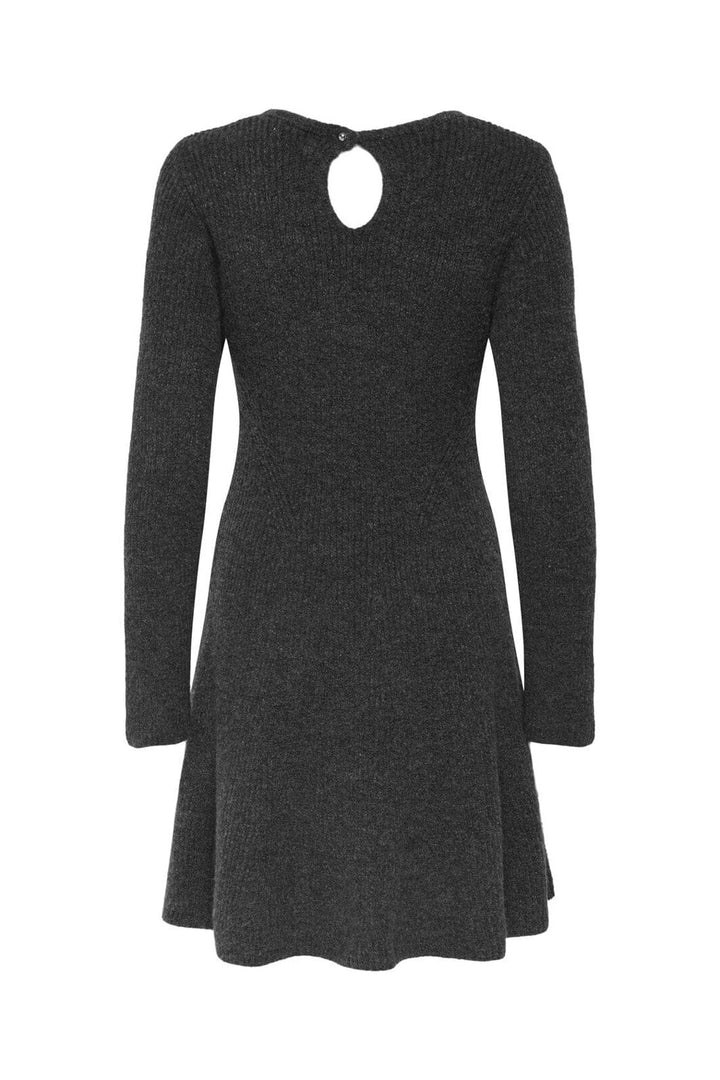 JDY - Jdynova L/S V-Neck Skater Dress Knt - 4837958 Dark Grey Melange