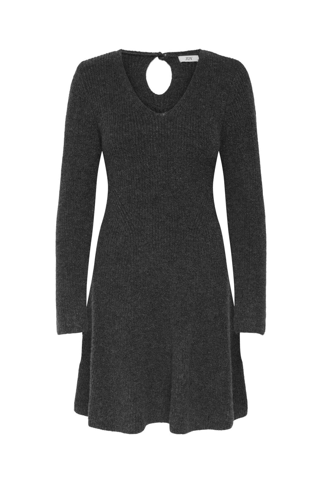 JDY - Jdynova L/S V-Neck Skater Dress Knt - 4837958 Dark Grey Melange