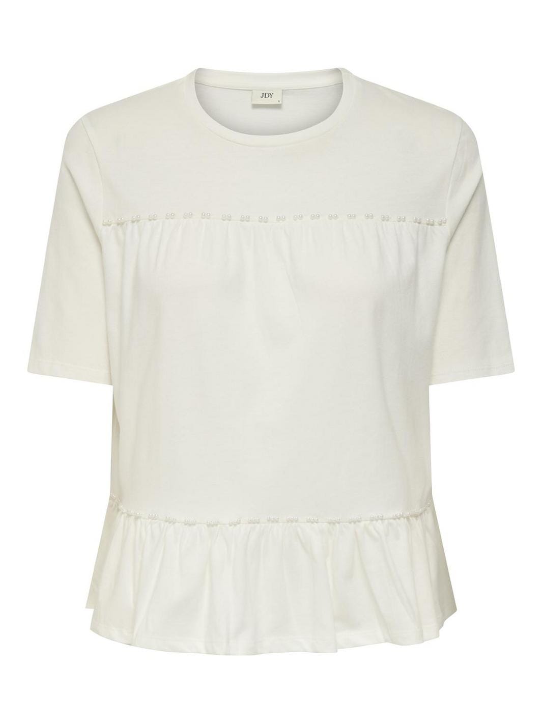 JDY - Jdypoula S/S Pearl Top - 4839989 Cloud Dancer Cd Pearls