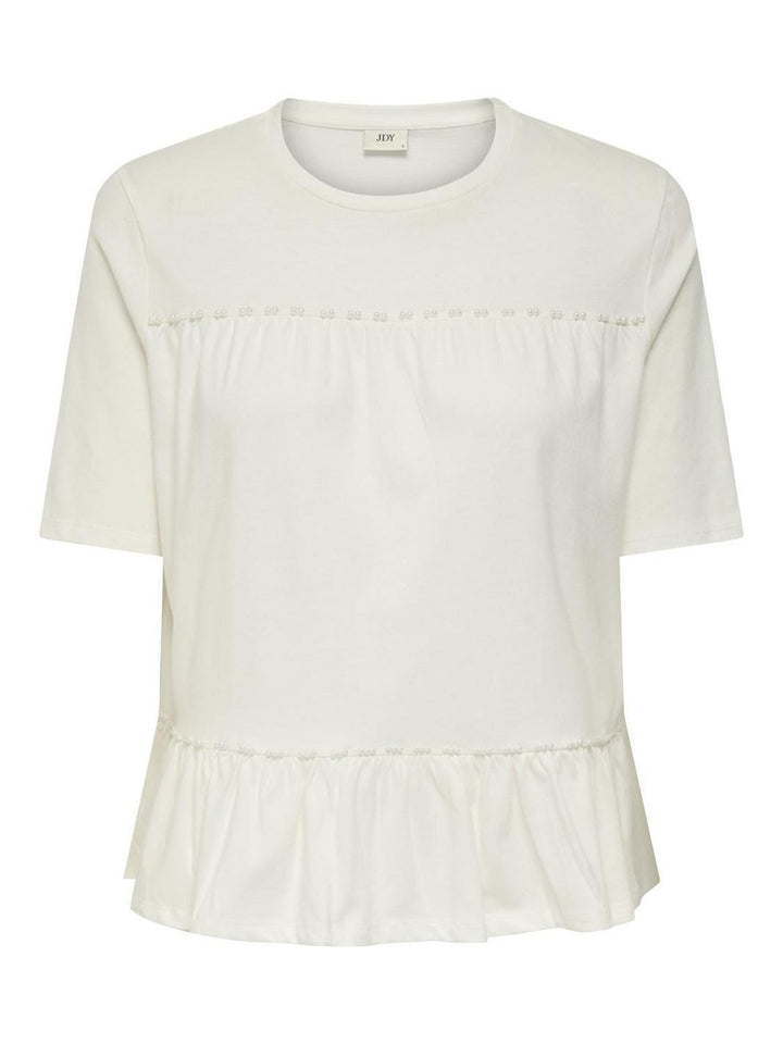 JDY - Jdypoula S/S Pearl Top - 4839989 Cloud Dancer Cd Pearls