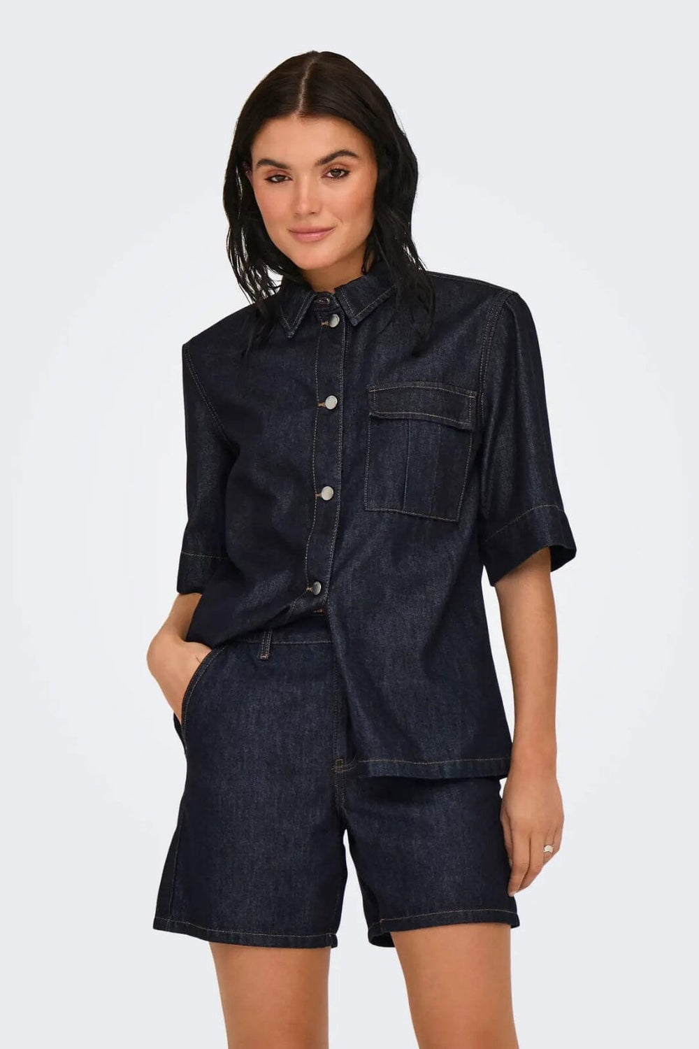 JDY - Jdysansa Ss Oversize Shirt Db - 4743462 Dark Blue Denim
