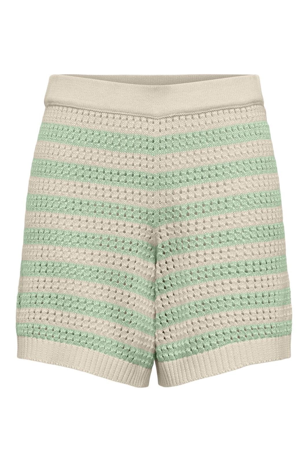 JDY - Jdytikka Shorts Knt - 4891535 Birch Birds Egg Green Stripes