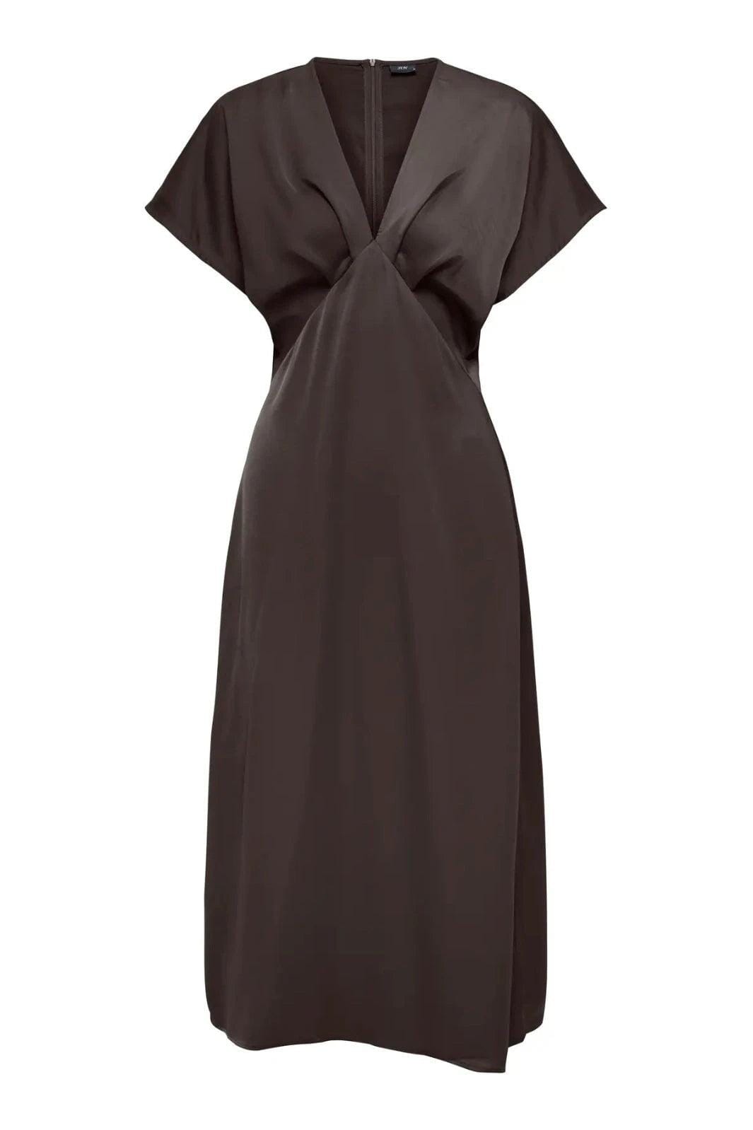 JDY - Jdyurba S/S Midi Satin Dress - 5021148 Chocolate Torte Kjoler
