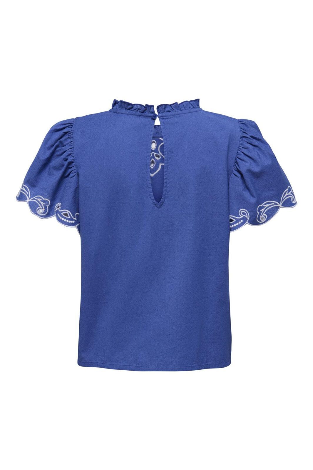 JDY - Jdyvera S/S Embroidery Top - 4938525 Orient Blue W. Embroidery