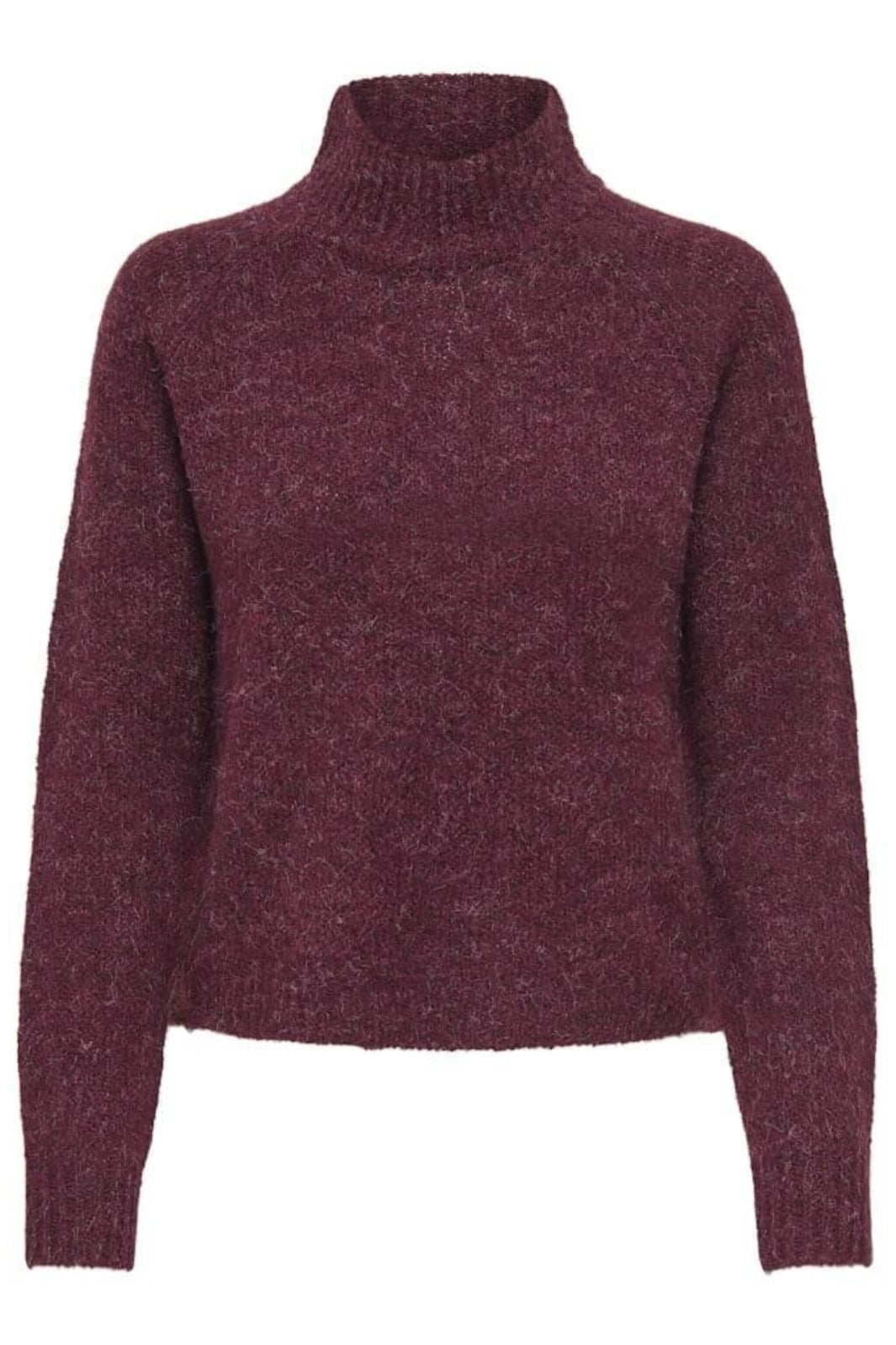 JDY - Jdyzoey Life L/S Hn Raglan Pul Knt - 4890258 Maroon Banner Melange Strikbluser