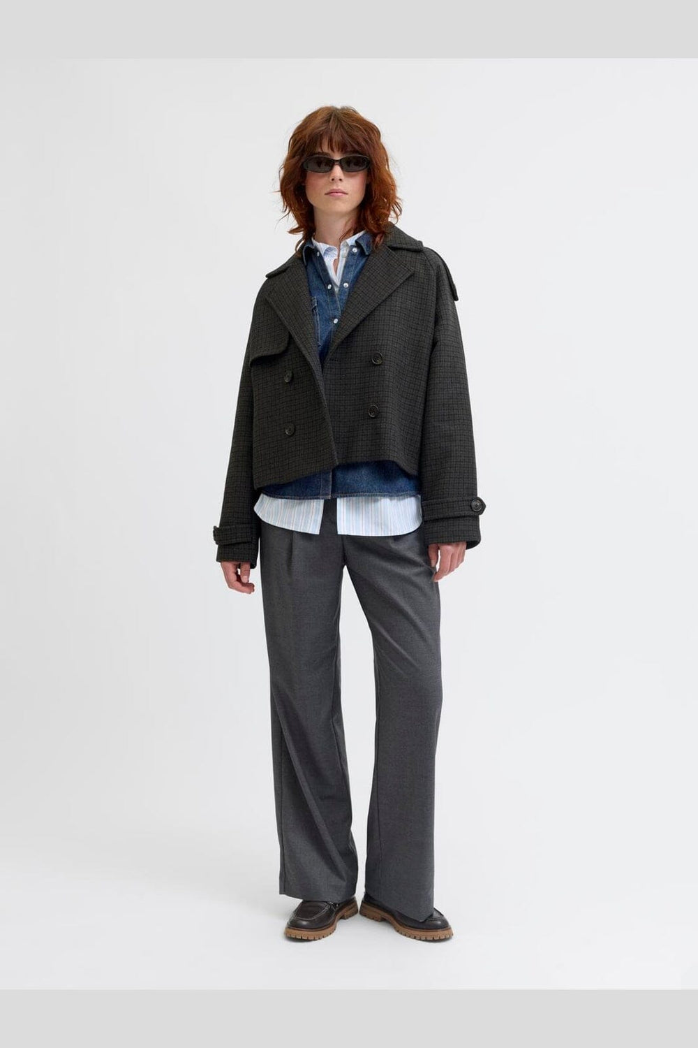 Jjxx - Jxelle Carlie Short Trenchcoat - 4773994 Dark Grey Melange Black/Bracken