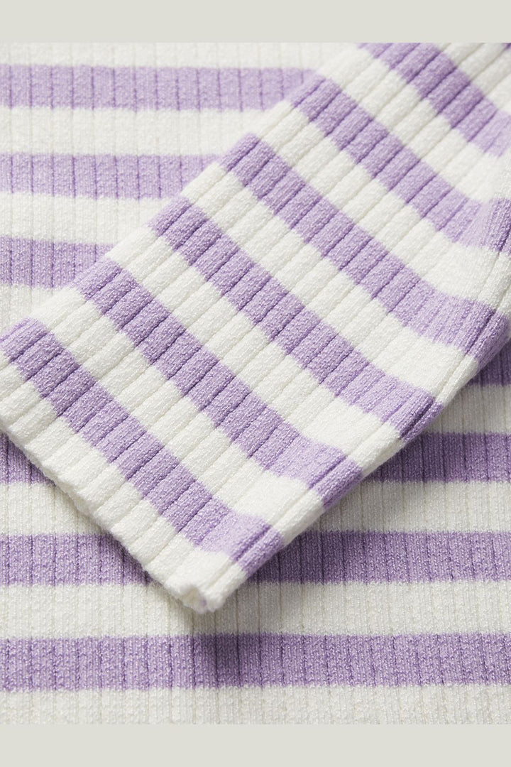 Jjxx - Jxjodi Tight Stripe Crew Neck Knit - 4412397 Lilac Breeze /Cloud Dancer