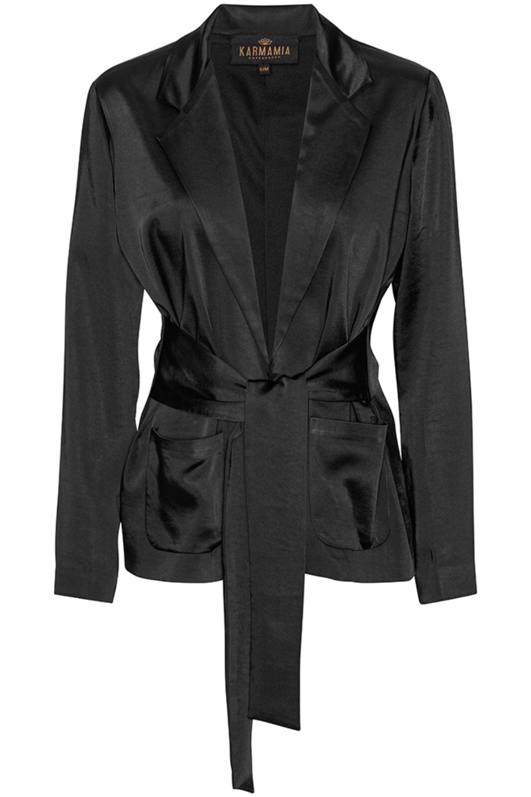 Karmamia - Rex Tie Blazer - Black Rich Satin Blazere