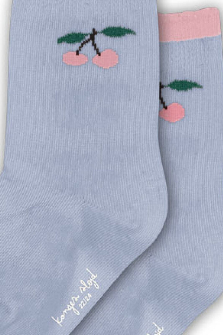 Konges Sløjd - 2 Pack Jaquard Frill Socks Ks104064 - Blue Fog/purple Impression