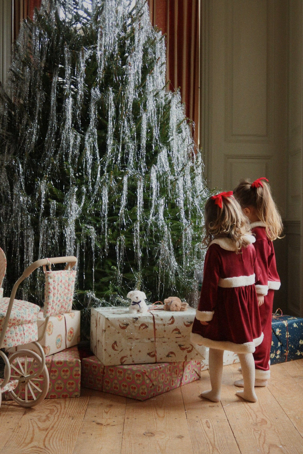 Konges Sløjd - 2 Pack Velvet Double Bow Hair Clips Ks104185 - Barbados Cherry Hårspænder