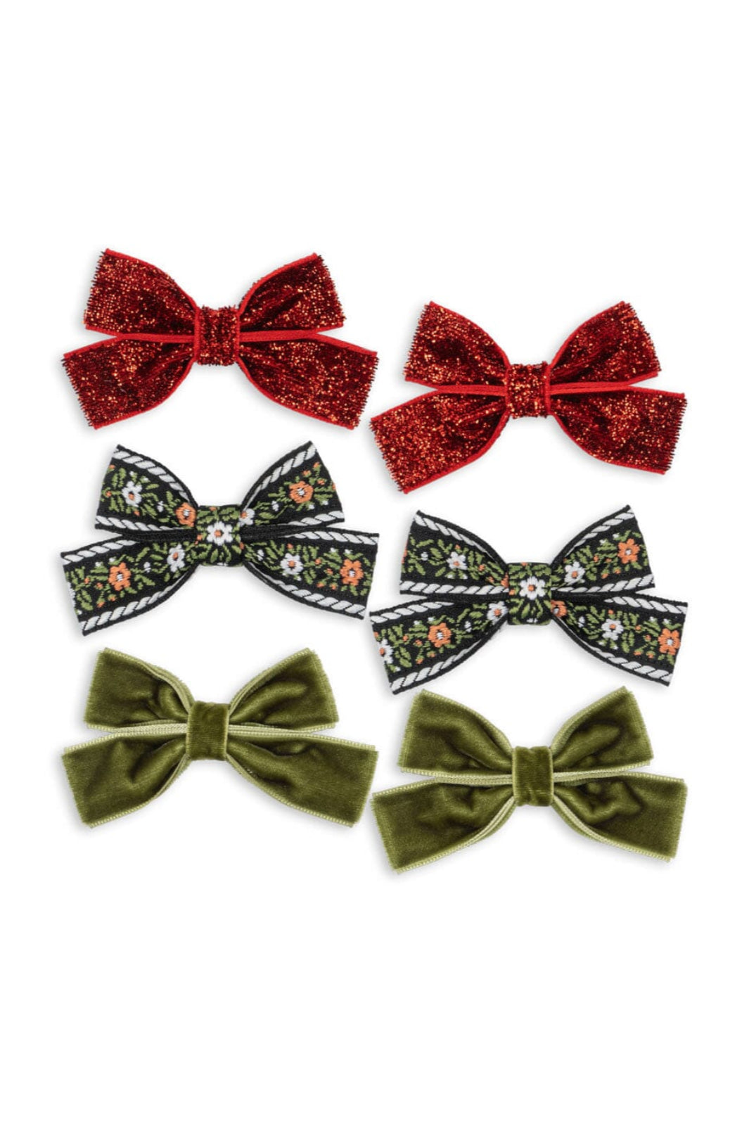 Konges Sløjd - 6 Pack Micki Bow Hair Clips Ks104188 - Red/green Hårspænder