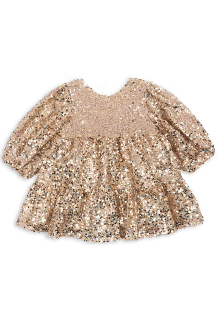 Konges Sløjd - Lila Sequins Bow Dress Ks103858 - Gold Glitter