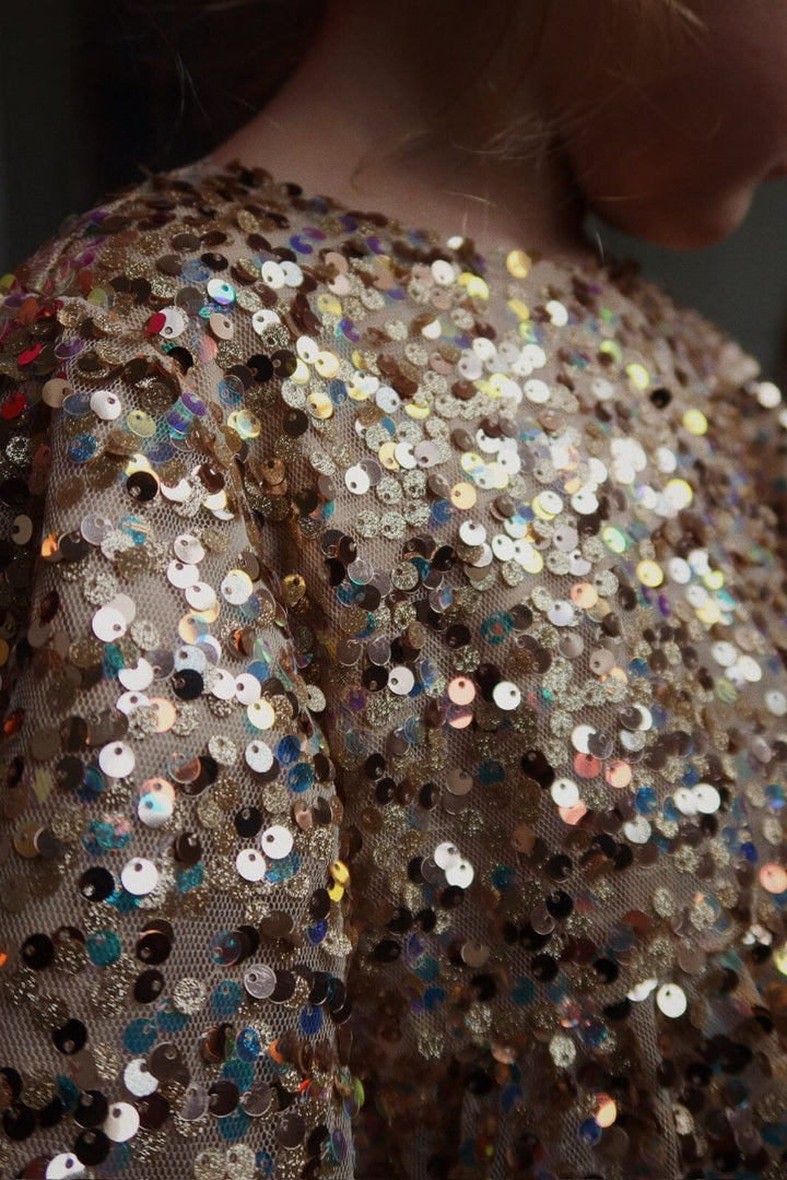 Konges Sløjd - Lila Sequins Bow Dress Ks103858 - Gold Glitter