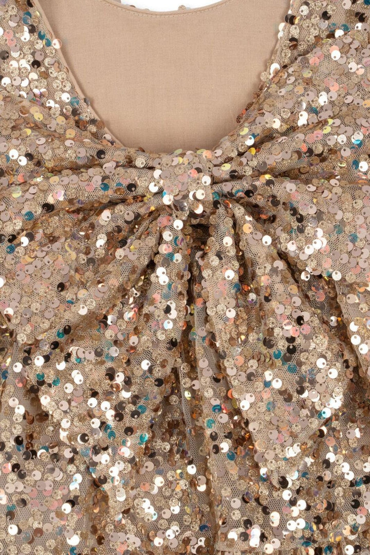 Konges Sløjd - Lila Sequins Bow Dress Ks103858 - Gold Glitter