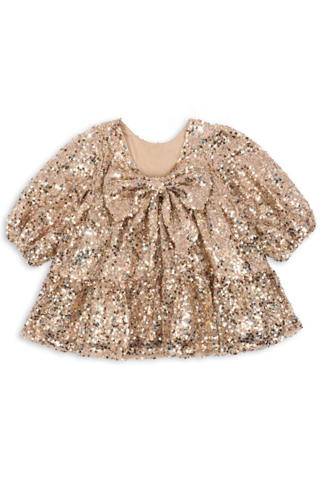 Konges Sløjd - Lila Sequins Bow Dress Ks103858 - Gold Glitter