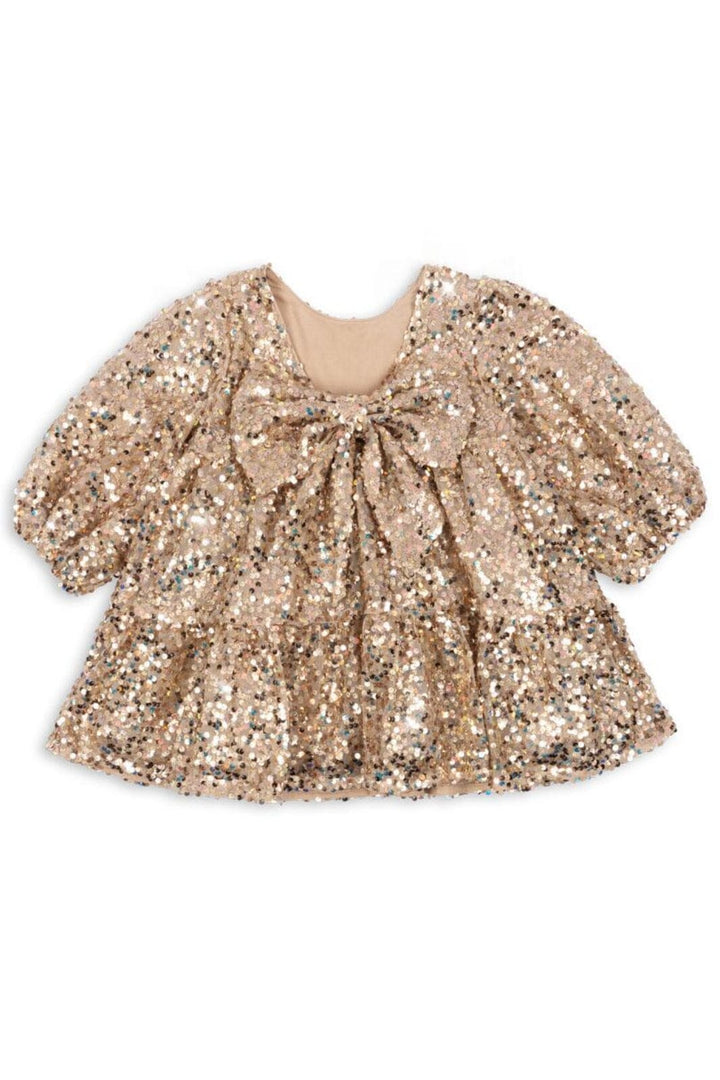 Konges Sløjd - Lila Sequins Bow Dress Ks103858 - Gold Glitter