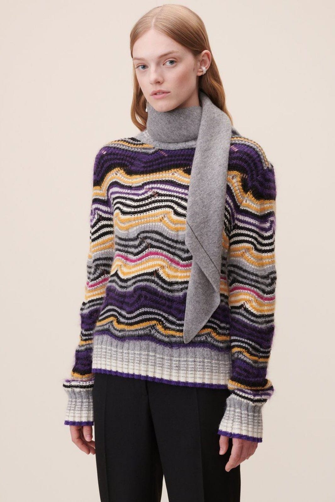 Lala Berlin - Triangle Solid Logo M - City Middlegrey Melange Tørklæder