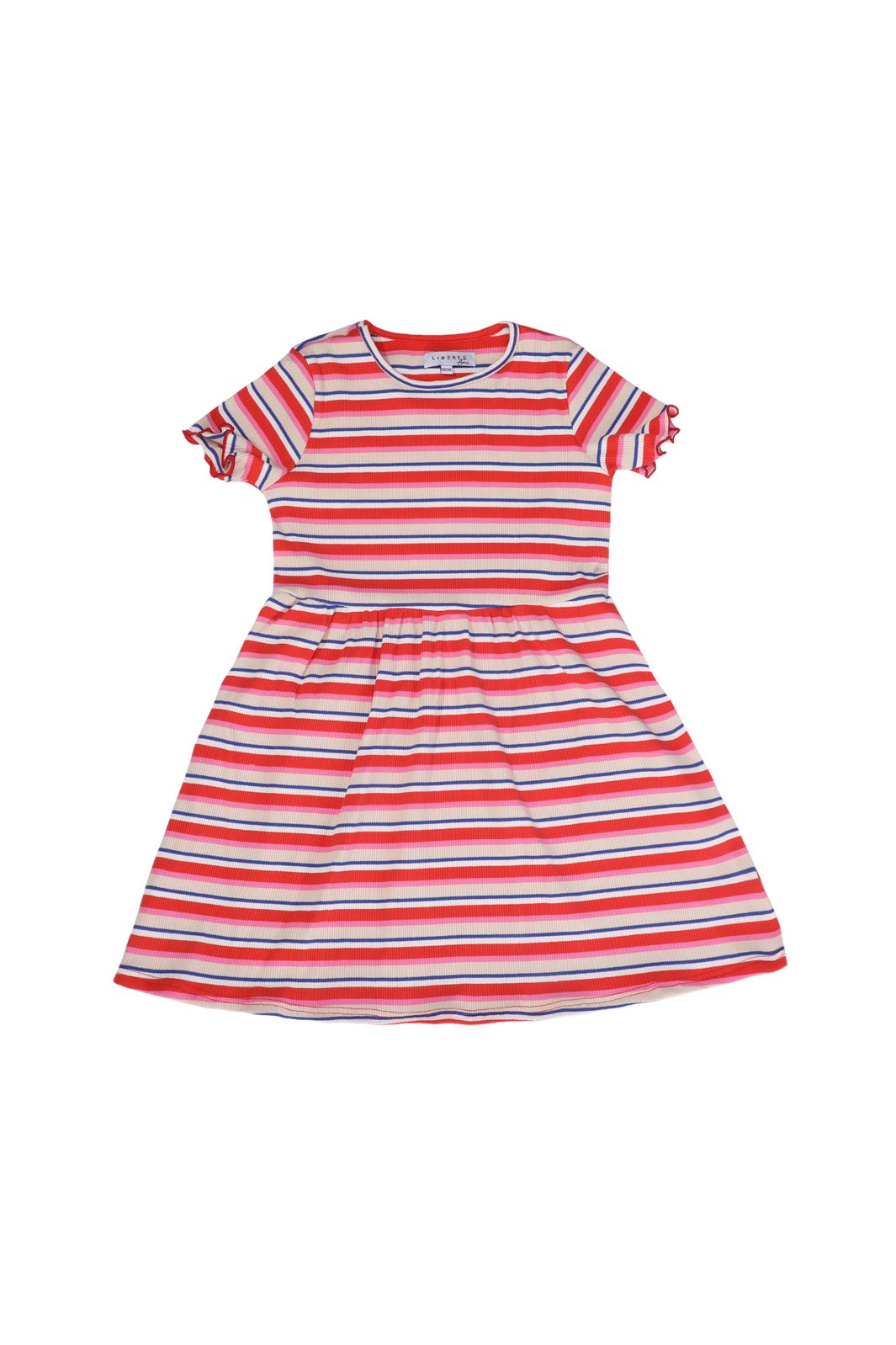 Voorbestelling - Liberte Ami - Natalia-Ss-Dress-Kids 21233 - Creme Orange Blue Stripe
