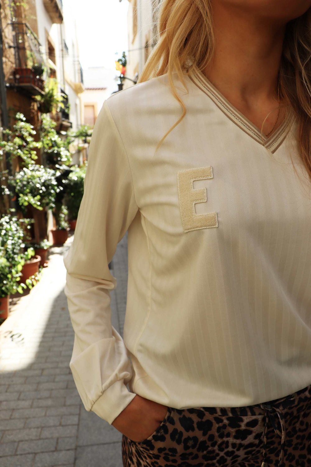 Liberte - Felia-Ls-Tshirt 22158 - Creme Simili Bluser