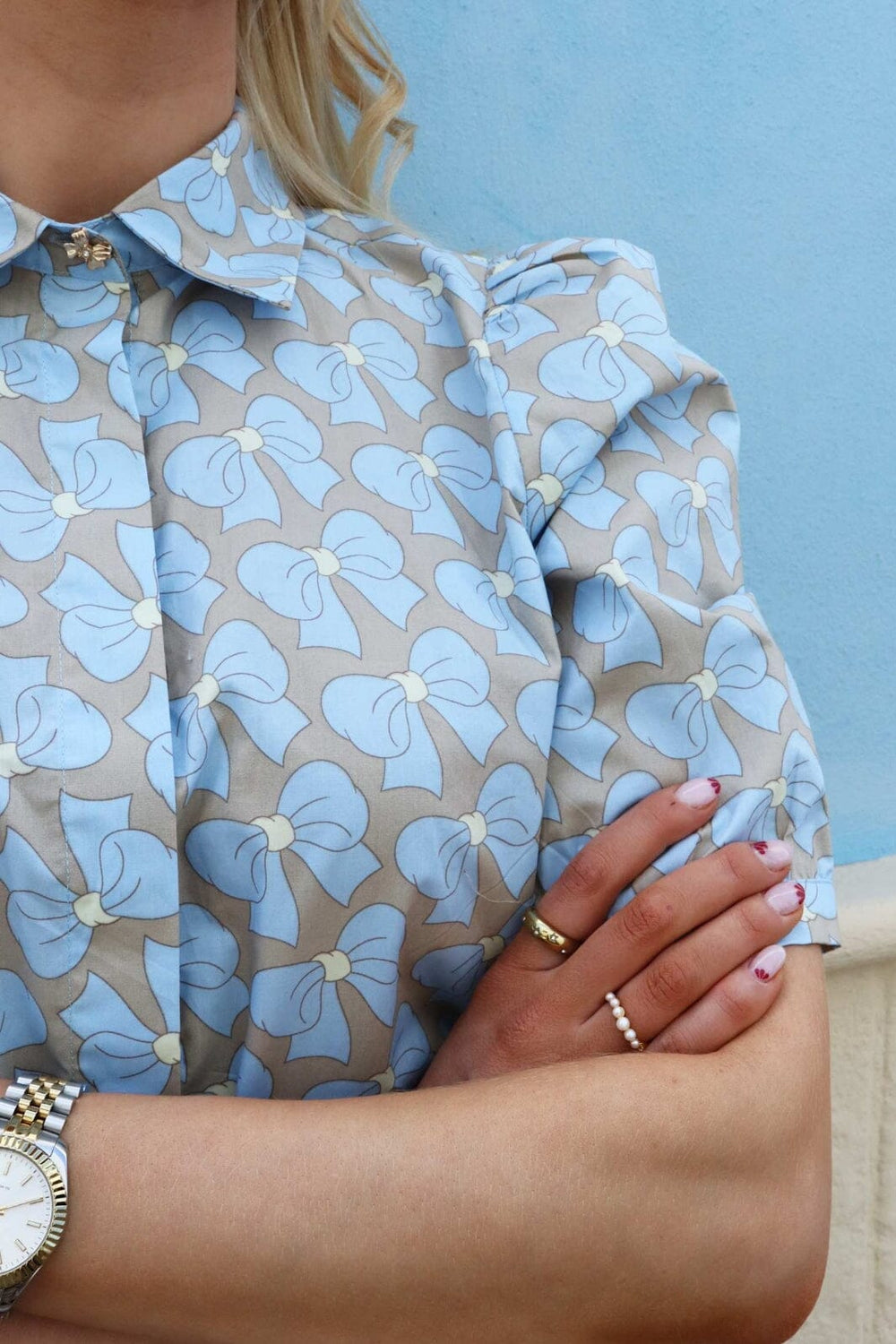 Liberte - Flora-Ss-Blouse 22181 - Cute Bow Blue