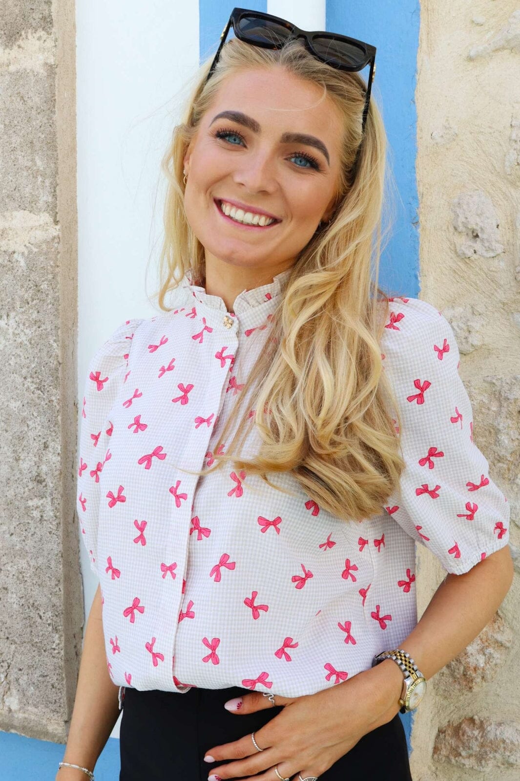 Liberte - Ianna-Ss-Blouse 22240 - Check Bow