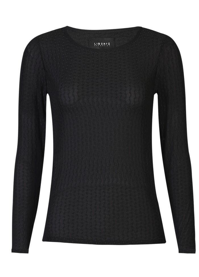 Liberte - Isa Ls Lace Blouse 21345 - Black Wavy Lines Bluser