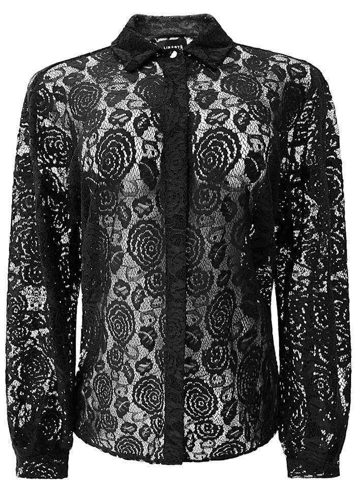 Liberte - Lacy Ls Shirt 22270 - Black Lace Skjorter