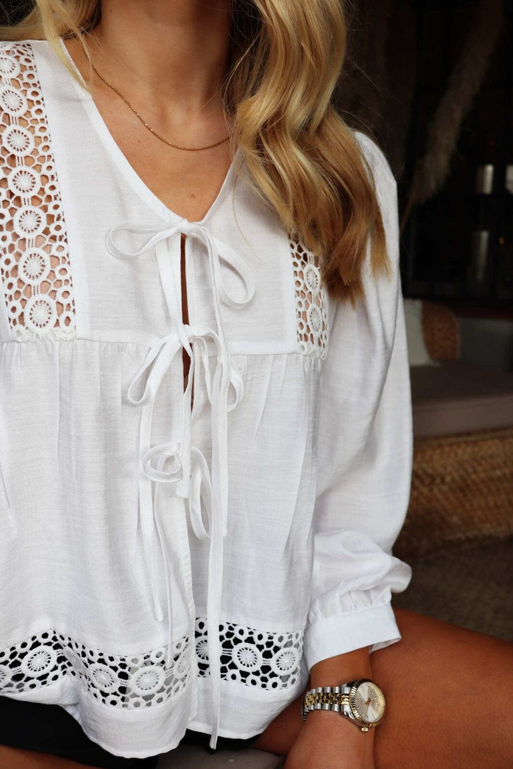 Liberte - Merle-Ls-Tie-Blouse 22212 - White