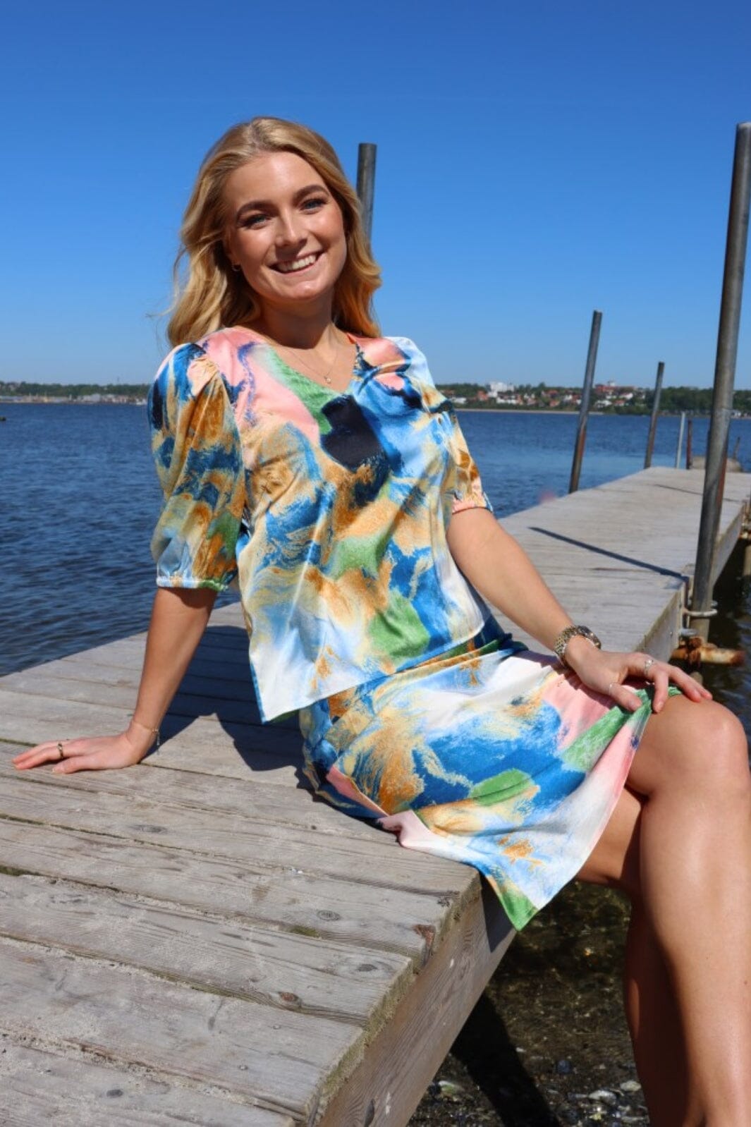 Liberte - Pam-Skirt - Blue Gold Marble Nederdele