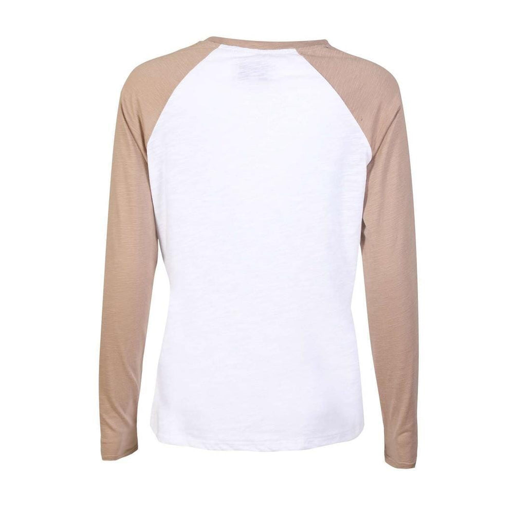 Liberte - Ulla-Ls-Raglan-Tshirt 22161 - Sand White Bluser
