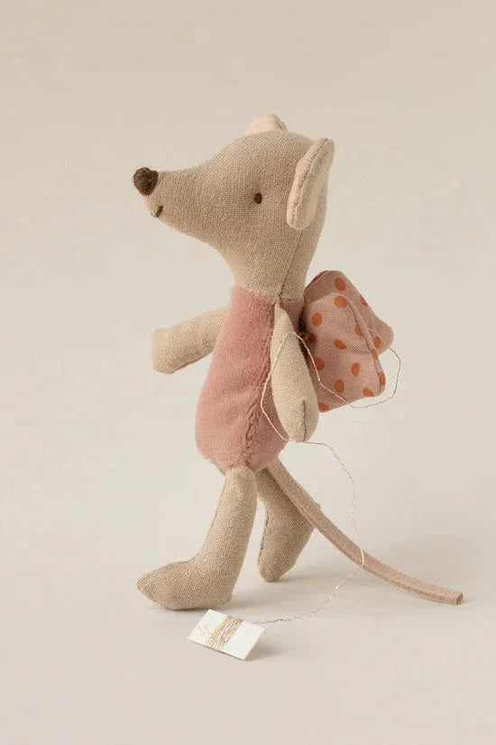 Maileg - Fe Mus, Little - Rosa - Littlesister/Brother - 17-5106-02 Legetøj