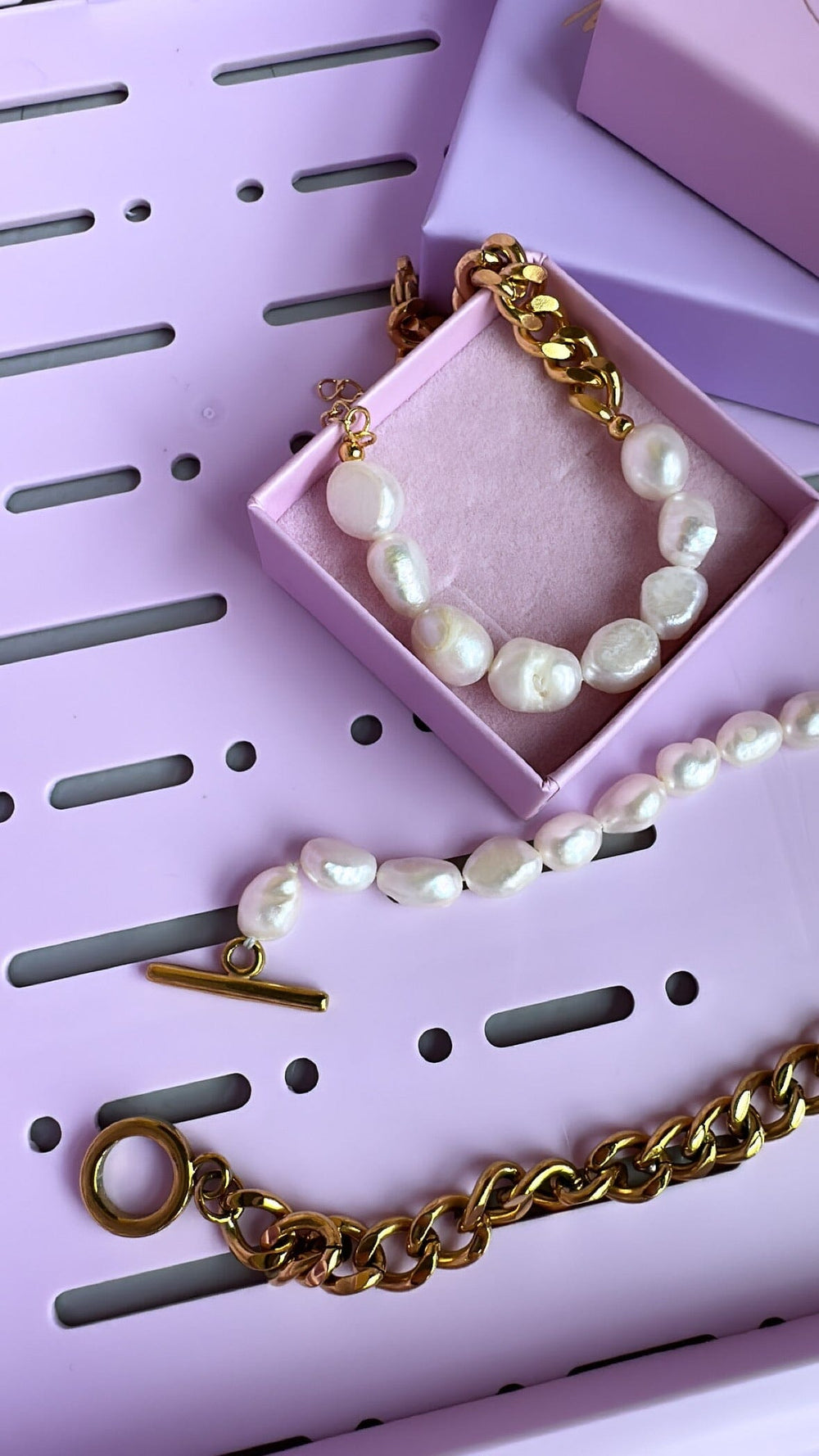 Mellow Moon - Ankelkæde Perle & Forgyldt Ankelkæder