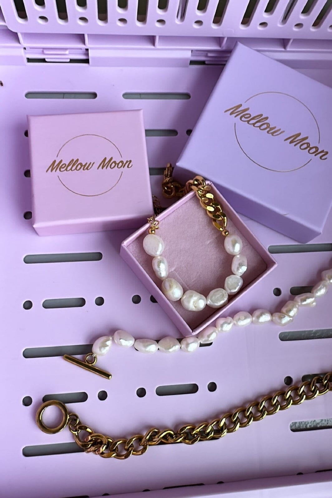 Mellow Moon - Ankelkæde Perle & Forgyldt Ankelkæder