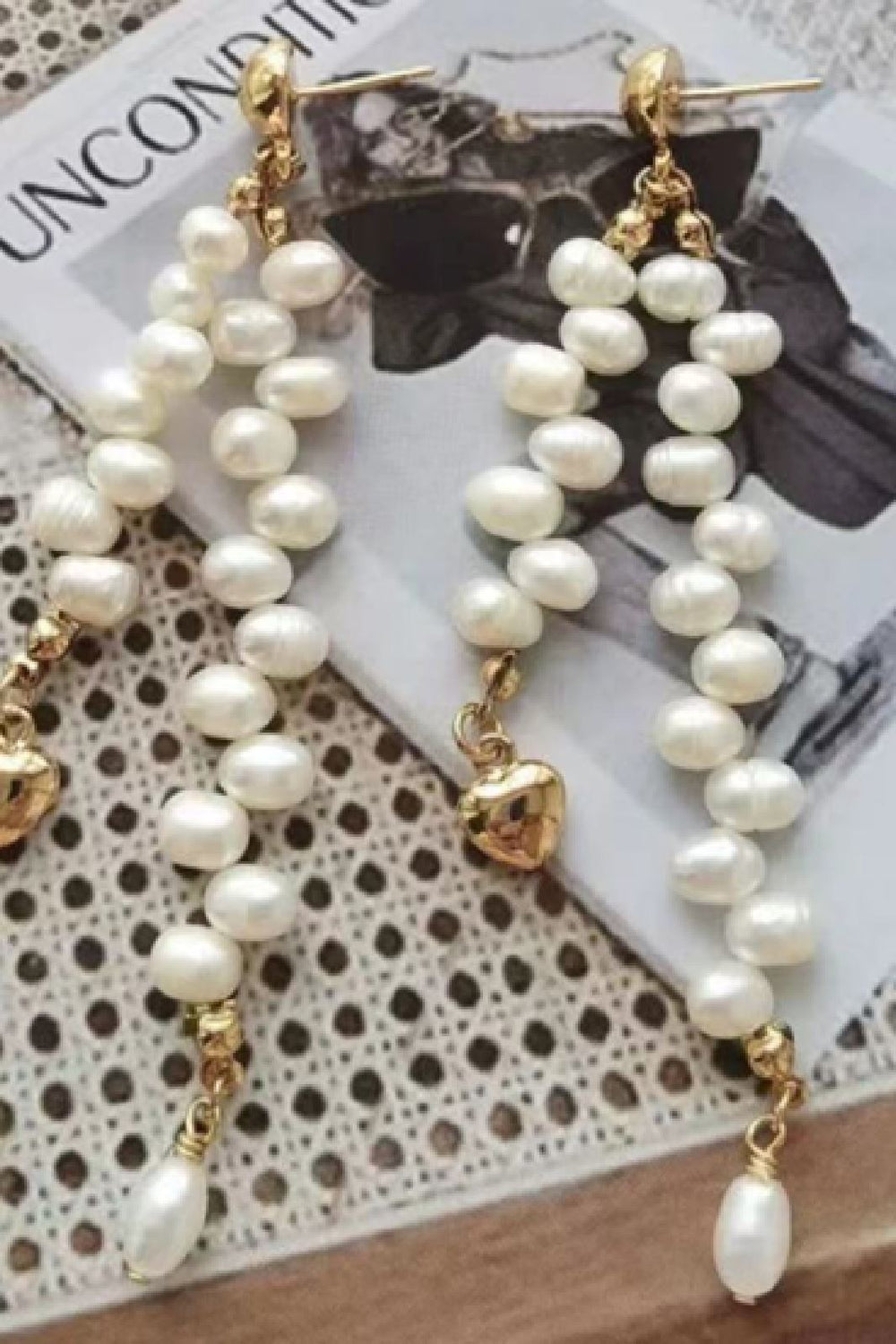 Mellow Moon - Pearl Heart - Forgyldt Øreringe