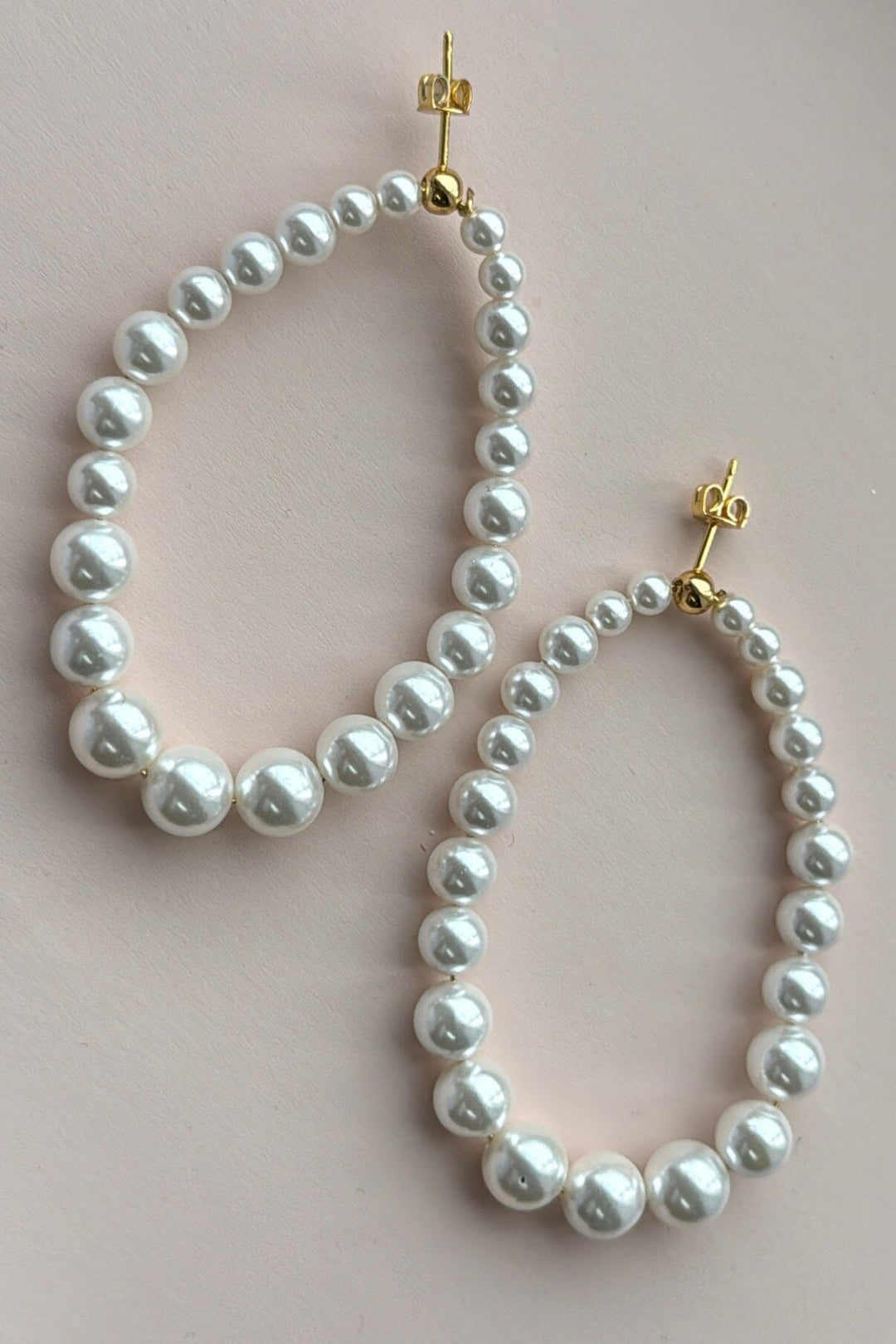 Mellow Moon - Perledråbe Stor - Forgyldt Øreringe