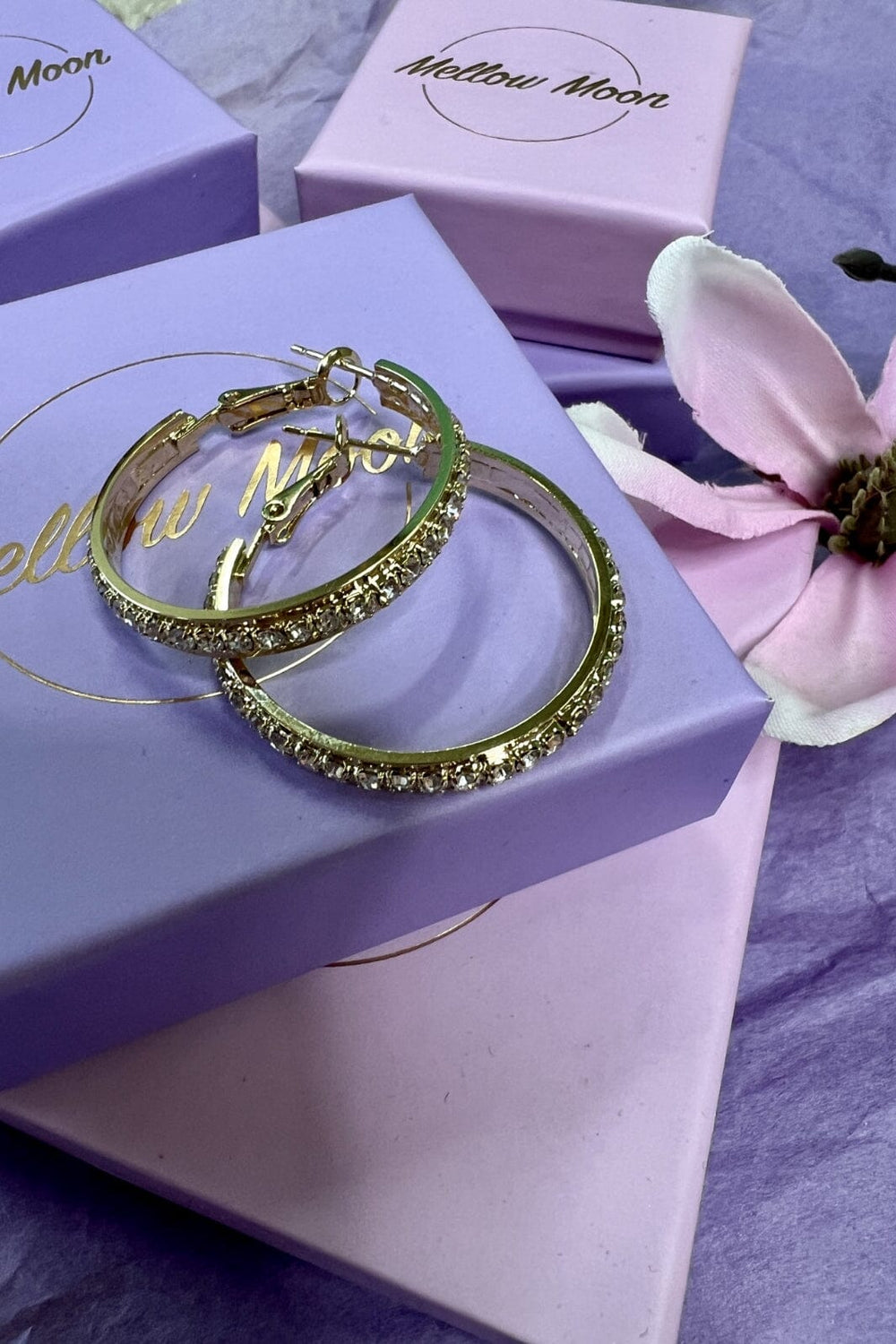 Mellow Moon Selected - Hoop Stone Ø3 cm - Forgyldt - (1 par) Øreringe